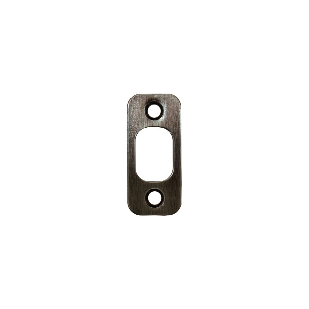 Stone Harbor Hardware Round Corner Deadbolt Strike Plate 1"""" X 2-1/4"""" 1-5/8"""" Center-To-Center Antique Nickel 874965009633