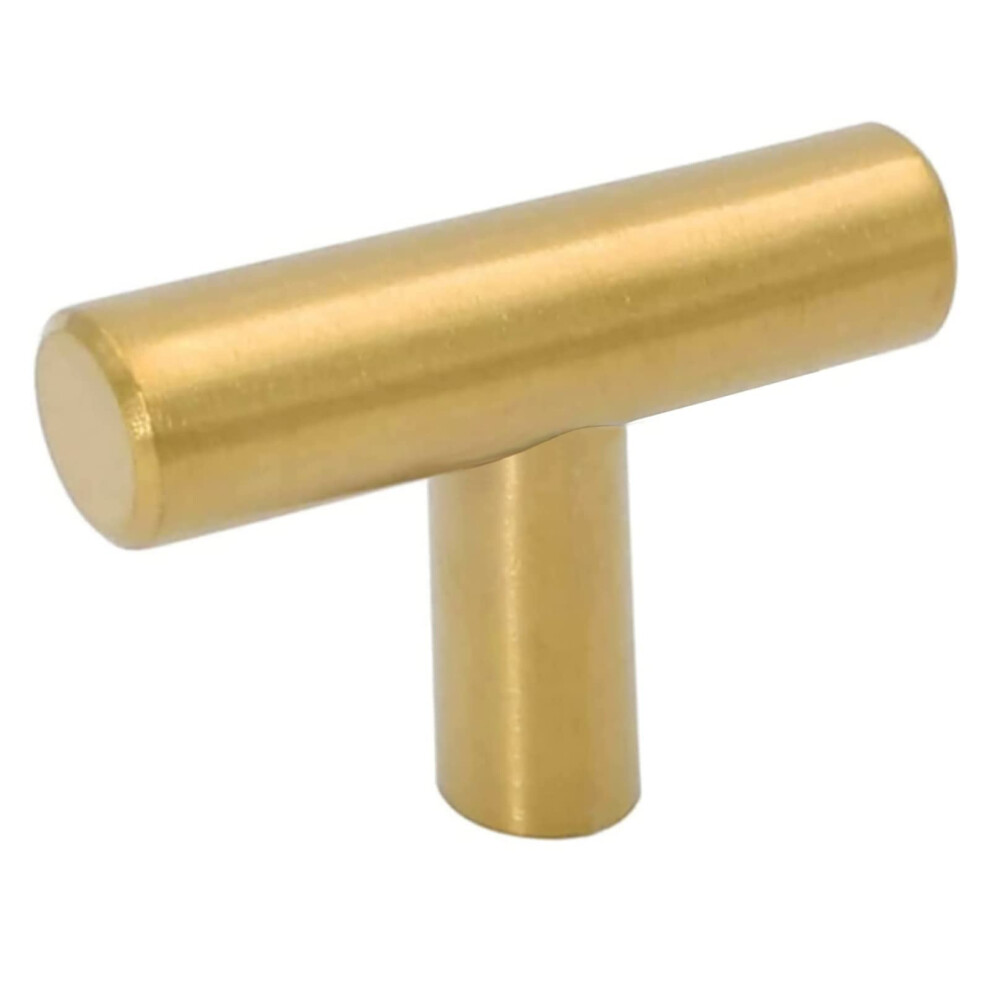 Goldenwarm 5Pack Single Hole Gold Cabinet Knobs And Pulls Door Cupboards Drawers Bedroom Furniture Handles 2 Inch Overall Length Brushed Brass 718924616039
