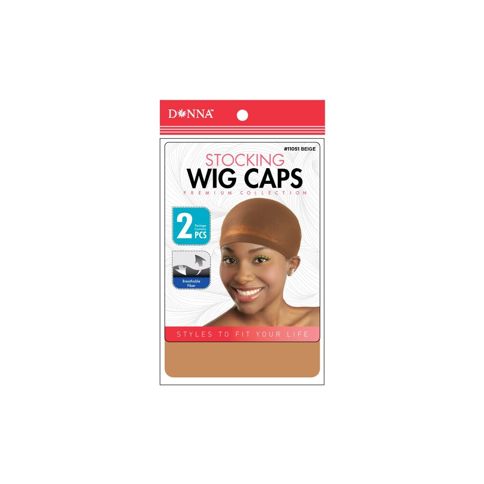 DONNA Stocking Wig Caps 2pcs Beige Wig Head Wig Caps for Women Hair Bonnet for Sleeping Hair Net
