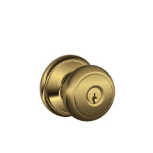 Schlage F51AAND609 Andover Door Knob Keyed Entry Lock Antique Brass