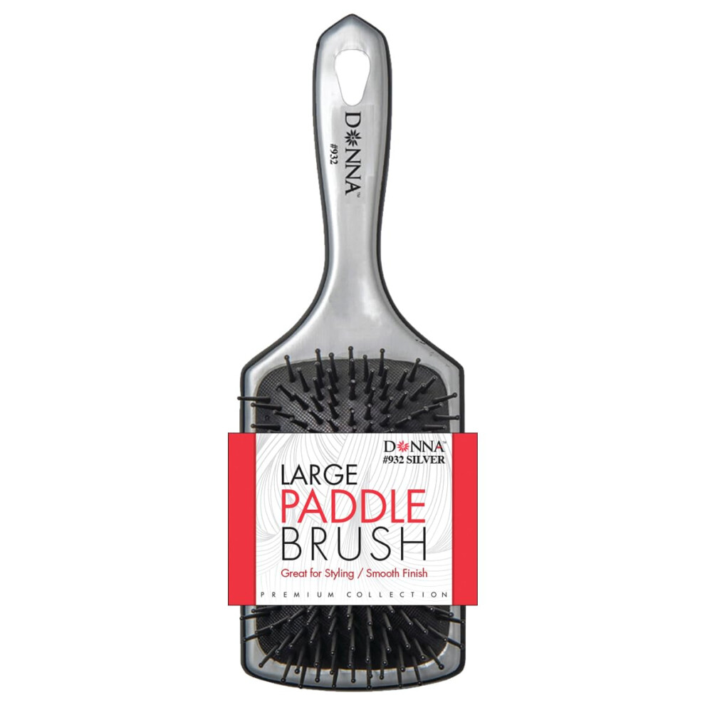 DONNA SILVER LARGE PADDLE BRUSH Blowdry Brush Curly Hair  Hair Brush for Separating  Detangling  Shaping and Defining Wet Thick or Curly Hair  Glides