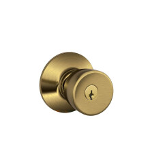 SCHLAGE F51A BEL 609 Bell Knob Keyed Entry Lock Antique Brass