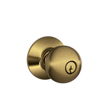 SCHLAGE F51A ORB 609 Orbit Knob Keyed Entry Lock Antique Brass