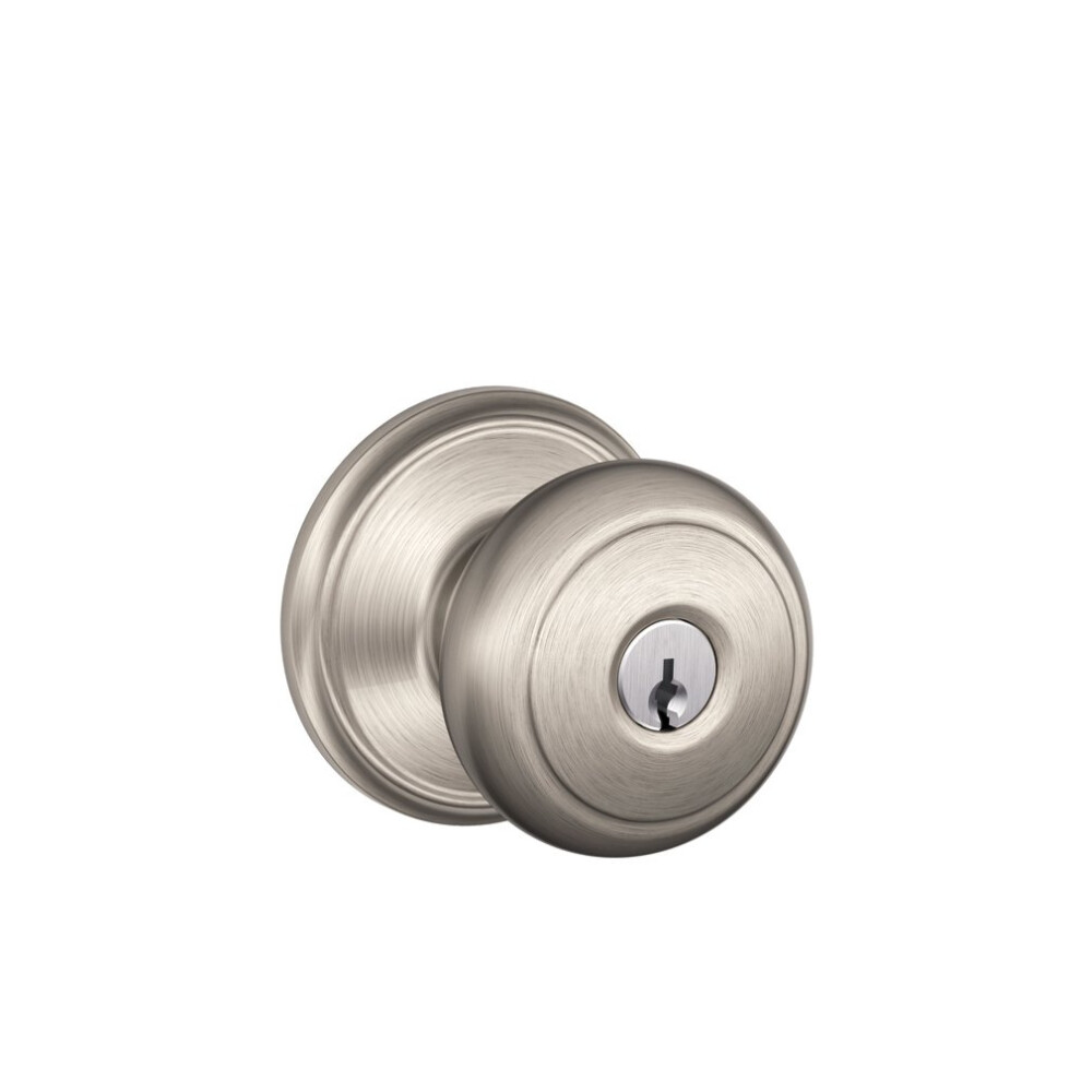 Photos - Door Handle Schlage F51AAND619 Andover Door Knob Keyed Entry Lock Satin Nickel