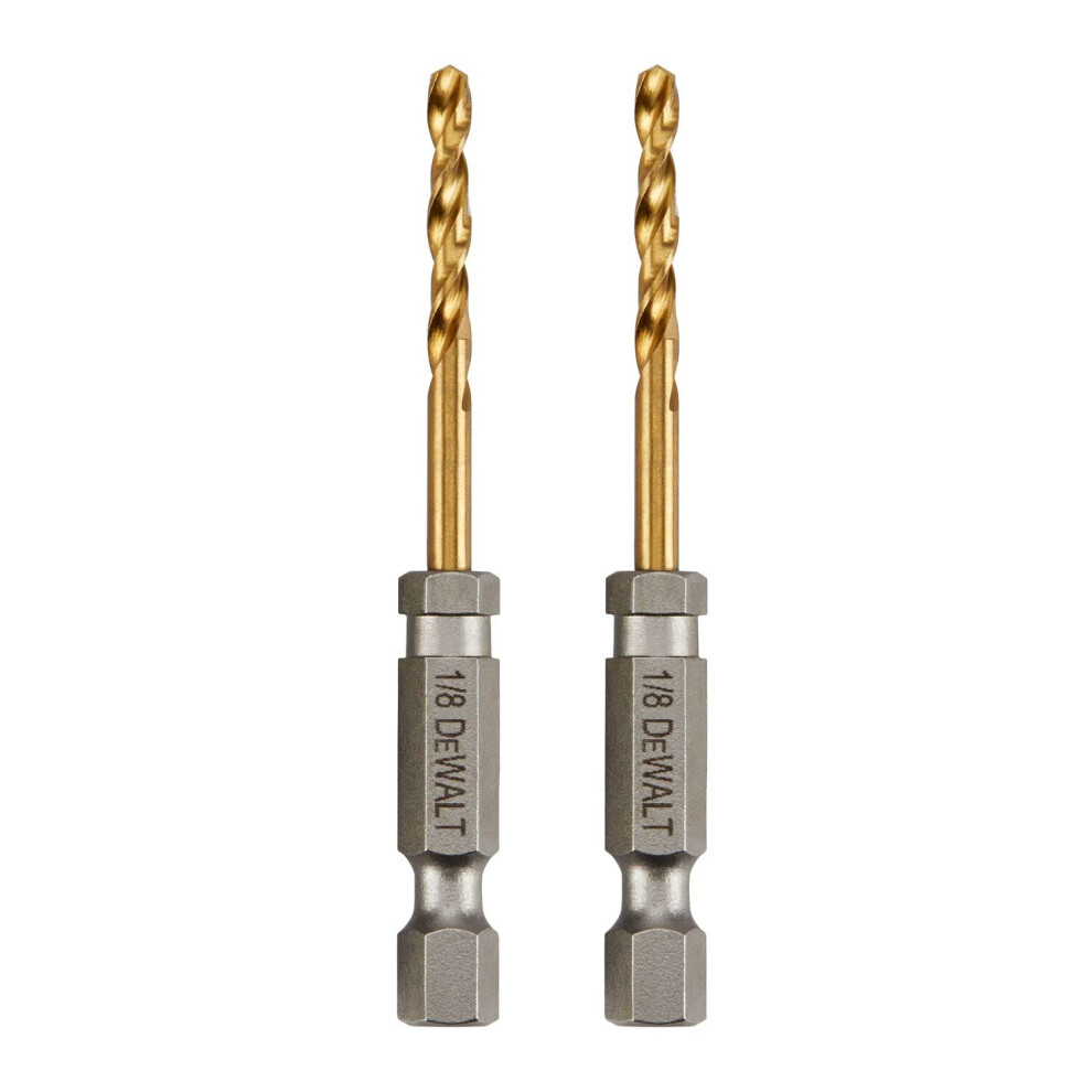 DEWALT Drill Bit Set  1/8""""  2-pc  Titanium Nitride Coated  Tapered Core for Optimum Durability (DD5108T)