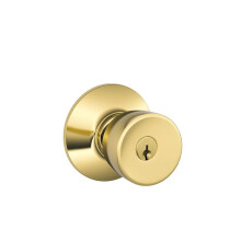 SCHLAGE F51A BEL 505 605 Bell Knob Keyed Entry Lock Bright Brass