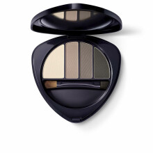 Dr. Hauschka Eye & Brow Palette 01 Stone Smoky Eye Compact enthält vier neutrale Farbtöne, natürlicher Minerallidschatten, matte und satinierte O