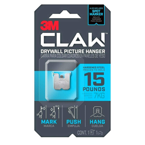 3M Support robuste et durable pour cloisons s   ches 3M CLAW (15 lb)