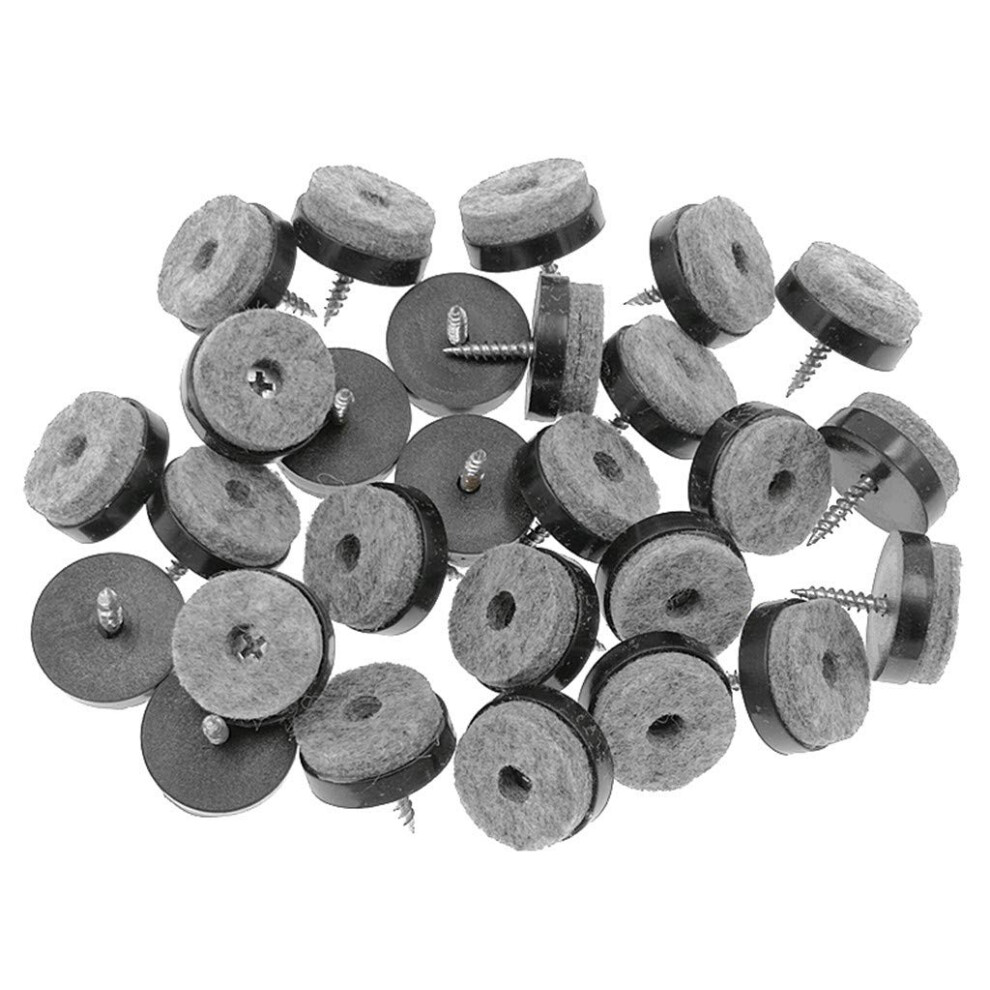 40Pcs Furniture Glide Screw-On Felt Pad Slider Floor Protector For Wooden Leg Feet Of Chair Table Sofa(24Mm Or 095 Black) 784237225787