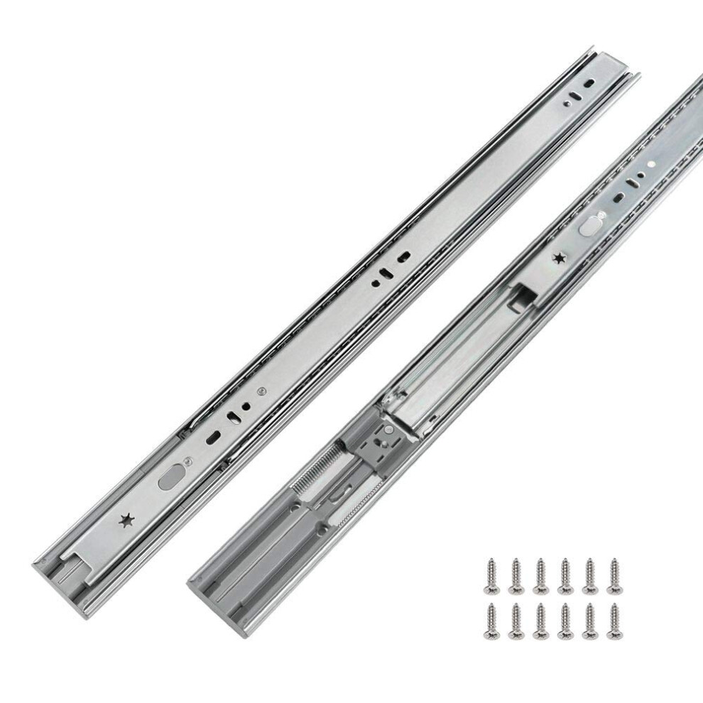 1 Pair Full Extension Drawer Slides 18 Inch Heavy Duty Drawer Slides - Lontan 4502S3-18 Soft Close Ball Bearing Side Mount Drawer Slides 100Lb Capacit 715624586761