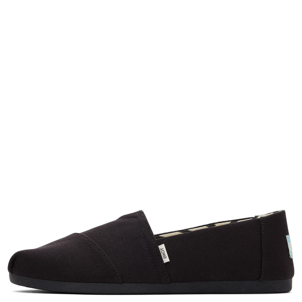 TOMS Womens  Alpargata Recycled Slip-On - Wide Width Solid Black 10 W