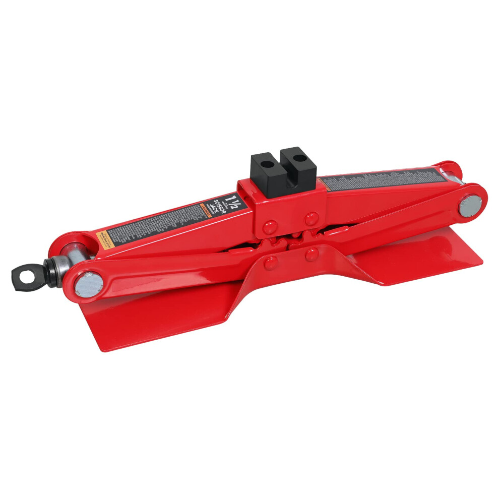Torin AT10152S4B Portable Steel Scissor Jack with S04 Engineering PVC Saddles: 1.5 Ton (3 000 lb) Capacity  Red-image-OPC-PFPH7B8-NEW