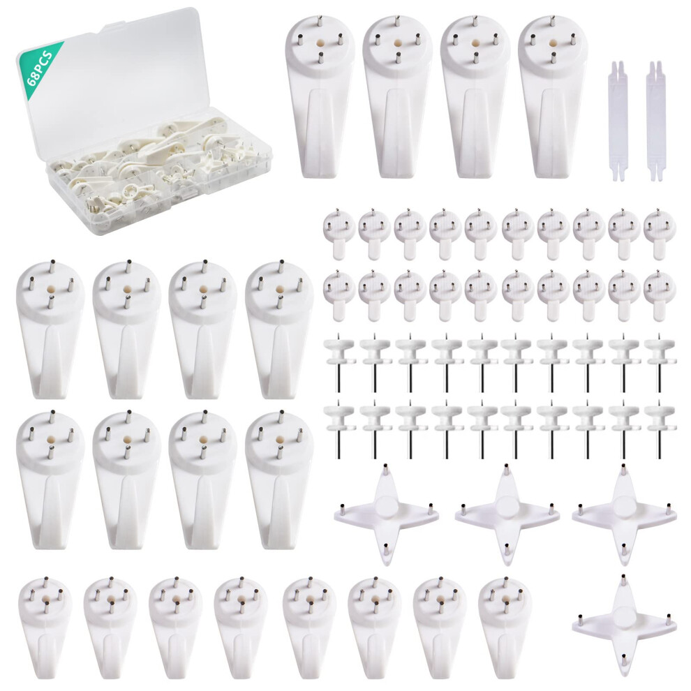 Picture Hanging Kit Picture Hanger No Damage Wall Hangers For Picture Frame 68Pcs Invisible Wall Nails For Concrete Wall Hardwall And Cement Wall (Mi 768477159354