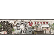 Wallcoverings York Wallcoverings Farmhouse Policov    okraj - Cierny | Nastriekajte vodou a zaveste | Ultra Easy
