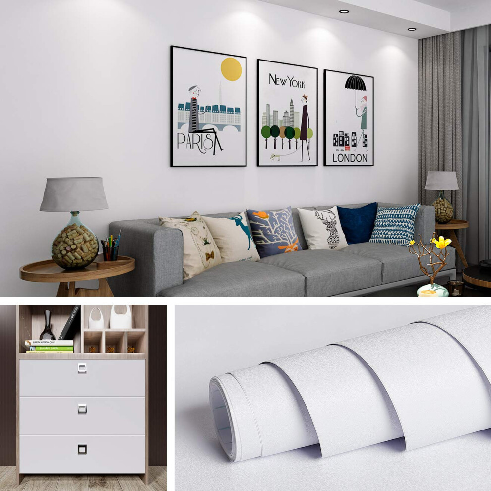 Livelynine Matte White Contact Paper Peel And Stick Waterproof White Wallpaper For Walls Cabinets Countertop Vinyl Covers Kitchen Cabinet Wallpaper Fo 016071773958
