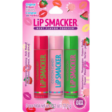 Lip Smacker, Original & Beste Geschmacksrichtungen, Lippenbalsam, Erdbeere, Zuckerwatte, Wassermelone, 3er Pack, je 0,14 oz (4 g)