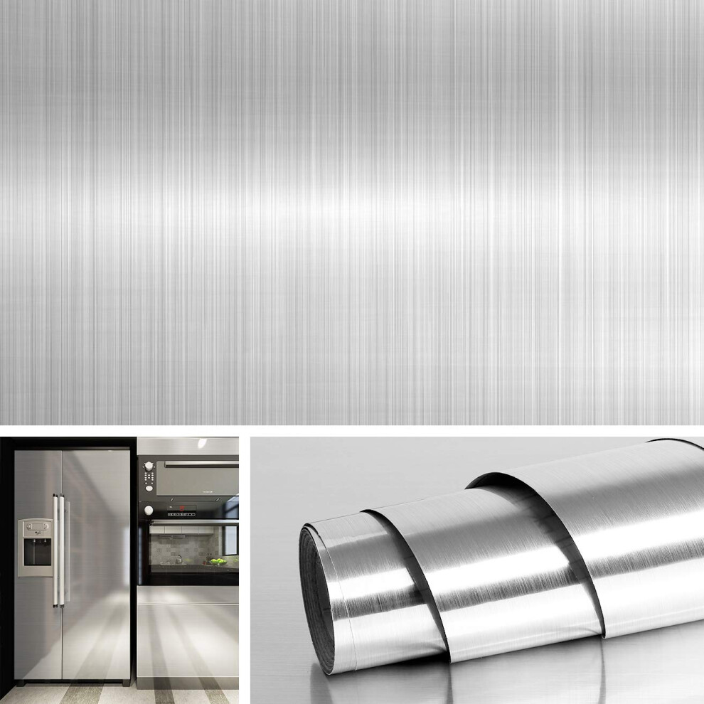 Livelynine Brushed Nickel Peel And Stick Wallpaper Silver Stainless Steel Contact Paper For Appliances Dishwasher Fridge Refrigerator Wrap Cover Adhes 016071772647