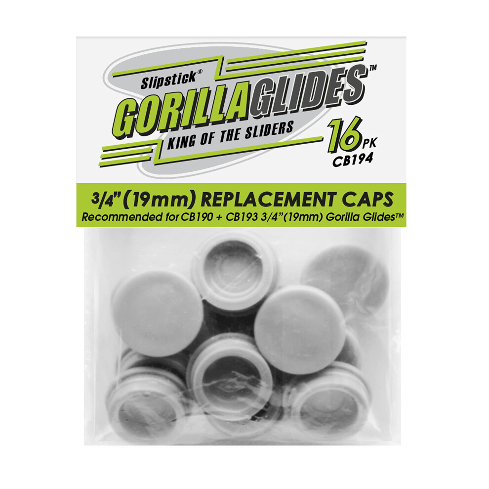 GorillaGlides CB194 Replacement Slider Cap Inserts for Slipstick 3/4 Inch Plastic Glides (Set of 16 Caps) Fits GorillaGlides CB193 and Slipstick CB190-image-OPC-PFM2QQW-NEW