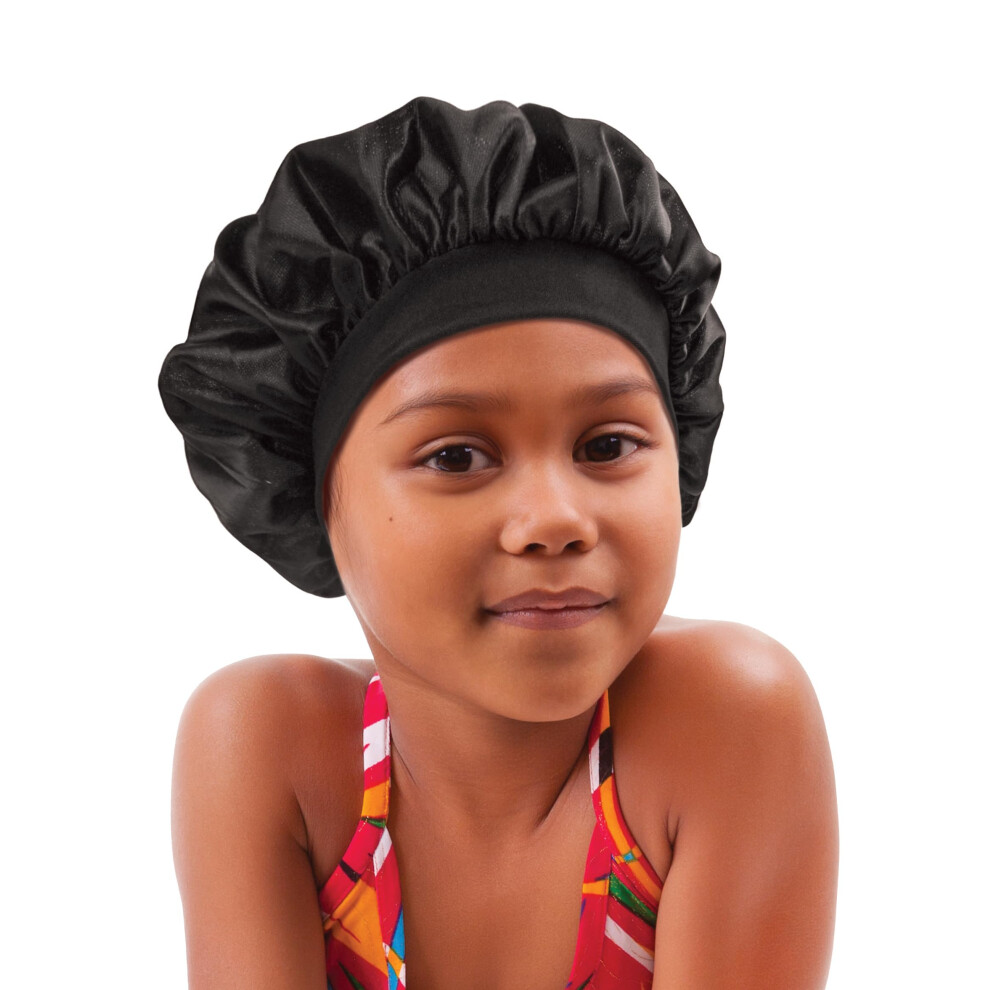 DONNA Kids Comfort Band Bonnet for Sleeping Cap Soft Silk Night Hats for Natural Hair Teens Toddler Child Baby Double Showering Caps  Shower for Kids