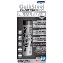 Blue Magic 16002TRI QuikSteel Stahlverst   rkter Epoxid-Kitt, Reparatur-Blisterpackung, 2 oz, Grau
