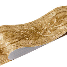 3D-Blumenmuster-Formteil zum Abziehen und Aufkleben, Wandbord   re f   r Heimdekoration, Badezimmer, K   che, 10,2 cm x 4,9 m (Gold)