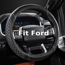 West Llama aangepaste auto-stuurhoes voor Ford F-150 F-250 F-350 expeditie (diamant gewatteerd - zwart + grijs)