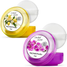 R-NEU K?rperpuder fur Damen mit Puderquaste, 100 % talkfrei, leuchtender, nach Zitrone duftender Puder zum Aufstauben nach dem Bad fur weiche Hau