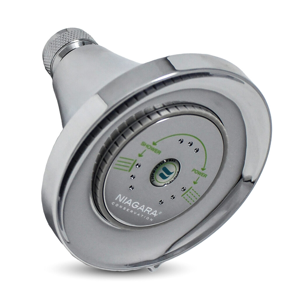 Niagara Conservation N3917CH Earth Luxe 3-Spray with 1.75 GPM 3.35-in. Wall Mount Adjustable Fixed Shower Head in Chrome  1-Pack  Bathroom Shower Head-image-OPC-PFM76XV-NEW