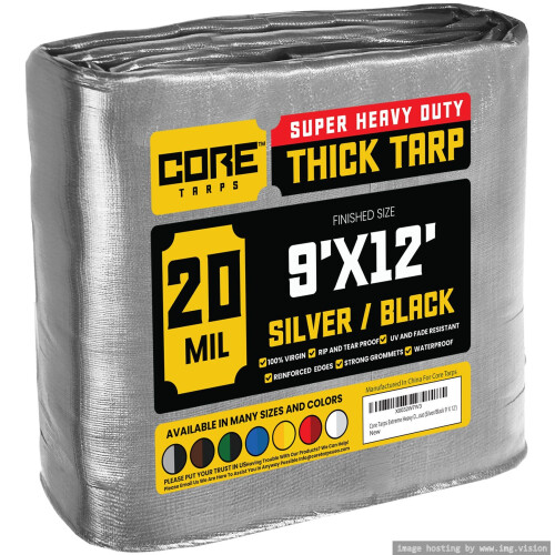 Couverture Tarp Extra Robuste 20 Mil, Imperméable, Résistante aux UV, Anti-Déchirure, Polyéthylène
