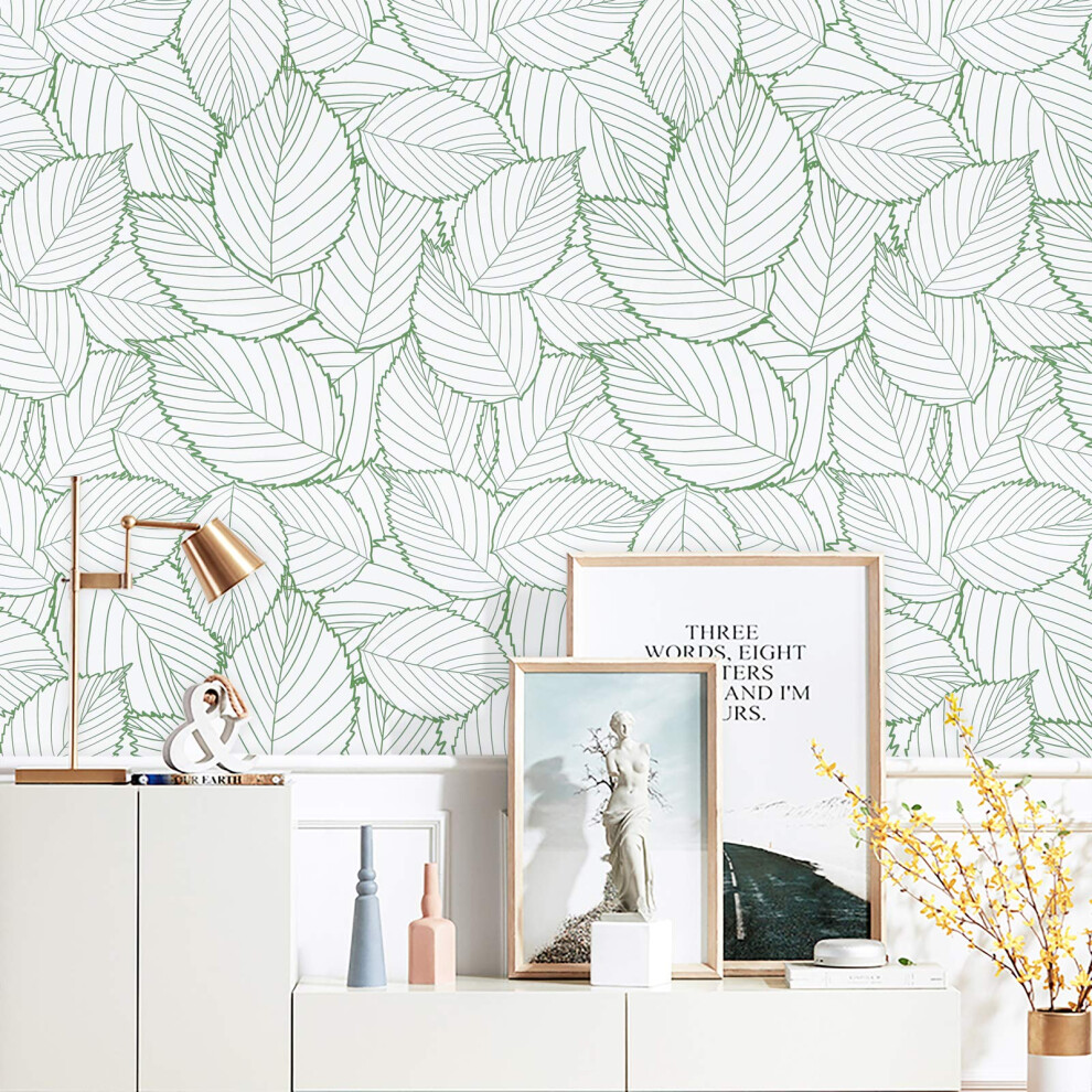 Kitico Peel And Stick Wallpaper Leaf Wallpaper Removable Leaf Contact Paper Green Leaf Self Adhesive Wallpaper Waterproof Leaves Wallpaper For Bedroom 762739448491