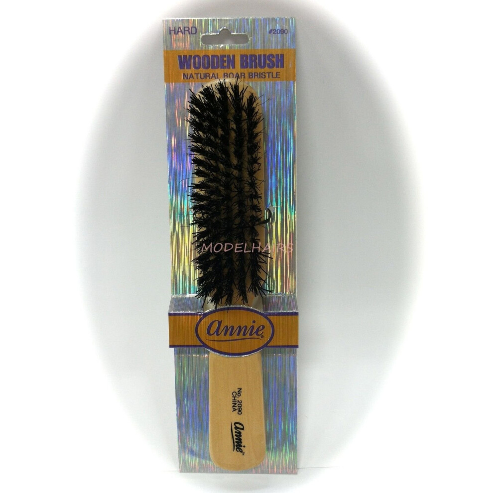 Annie Wooden Brush Natural Boar Bristle #2090- Hard