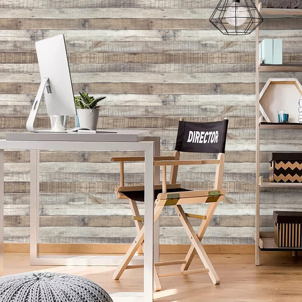 Qianglive Rustic Wood Wallpaper Grain Paper Faux Stick And Peel Vintage Distressed Reclaimed Self Adhesive Removable Vinyl Home Use Shiplap Wall Cover 702909618880