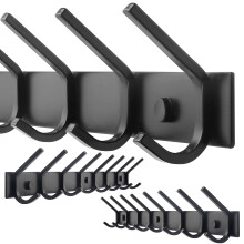 WEBI Coat Rack Wall Mounted 8 Hooks for Hanging Coats 30 Inch Hook Rack Hook Rail Coat Hanger Wall Mount for Backpack Clothes Jacket Black 2 Packs
