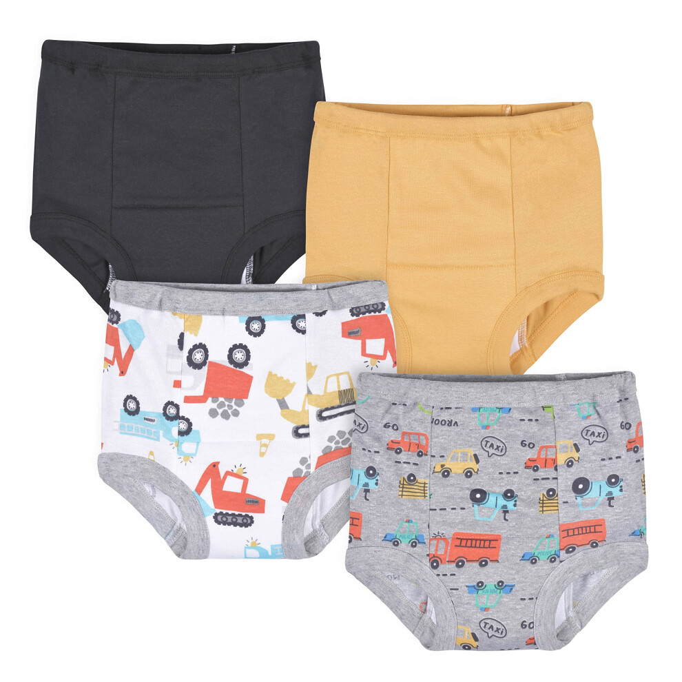 gerber Baby Boys Infant Toddler 4 Pack Potty Training Pants Underwear Vehicles Yellow and Black 2T