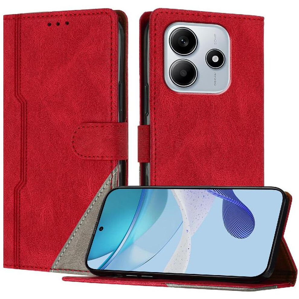 (Red) Case For Xiaomi Mi Note 14 4G Card Slots Cover Wallet Pu Leather Magnetic Closure Handy Stand Red 764544190541