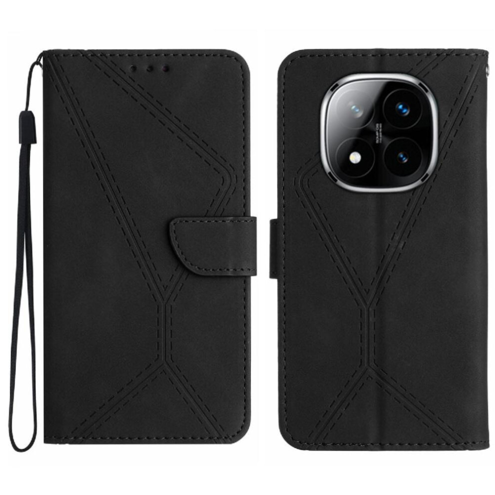 (Black) Case For Xiaomi Redmi Note 14 Pro 4G Soft Pu Leather Leather Wallet High Quality Tpu Stitching Embossed Black 764544192149
