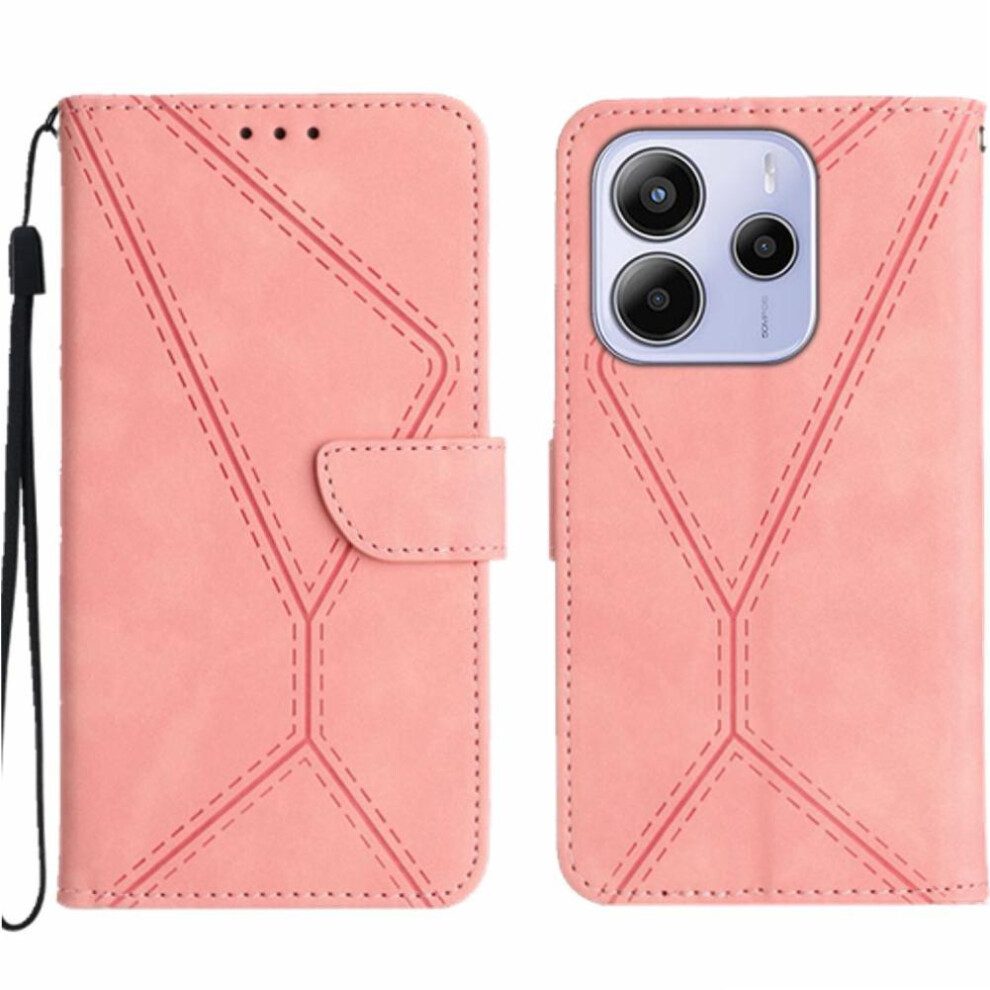 (Pink) Case For Xiaomi Redmi Note 14 4G Leather Wallet Soft Pu Leather High Quality Tpu Stitching Embossed Pink 764544192170