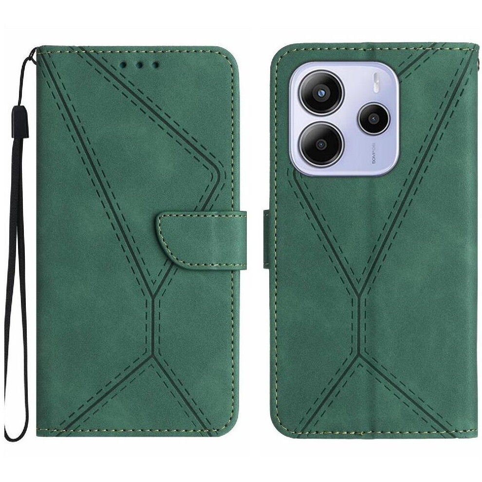 (Green) Case For Xiaomi Redmi Note 14 4G Leather Wallet Soft Pu Leather High Quality Tpu Stitching Embossed Green 764544192217