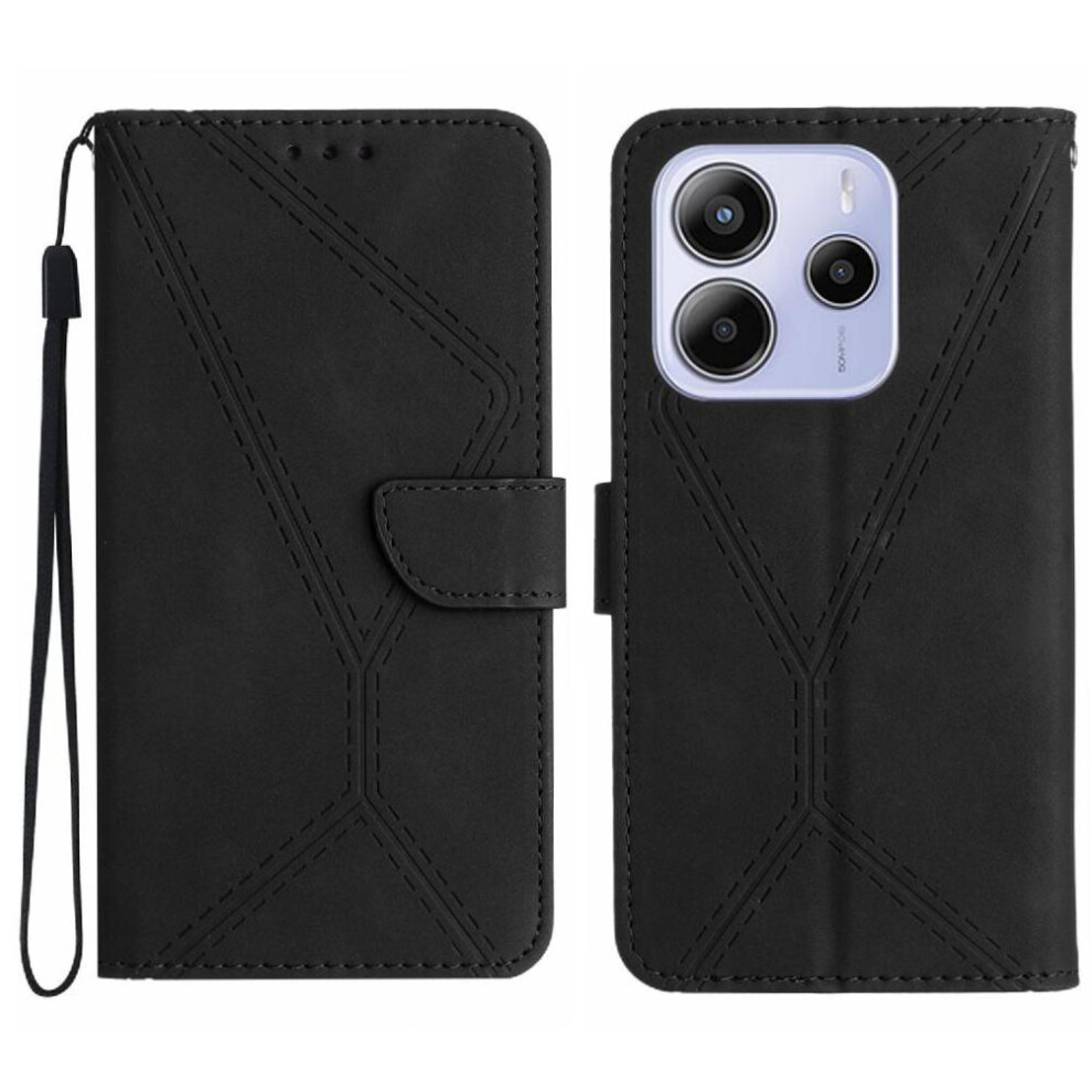 (Black) Case For Xiaomi Redmi Note 14 4G Leather Wallet Soft Pu Leather High Quality Tpu Stitching Embossed Black 764544192200