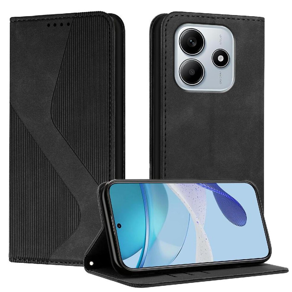 (Black) Case For Xiaomi Redmi Note 14 4G Magnetic Pu Leather Wallet Kickstand Folio Flip Card Slots Holder Black 764544192415