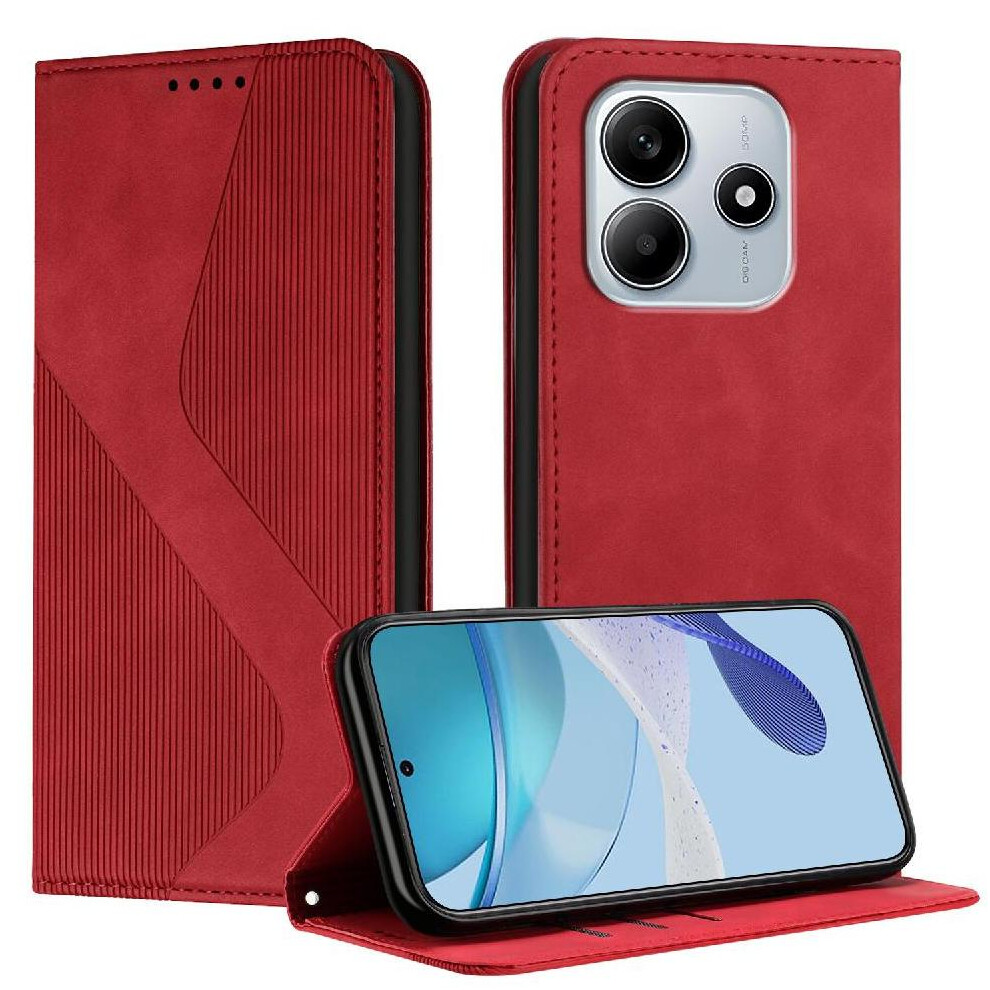 (Red) Case For Xiaomi Mi Note 14 4G Magnetic Pu Leather Wallet Kickstand Folio Flip Card Slots Holder Red 764544192422