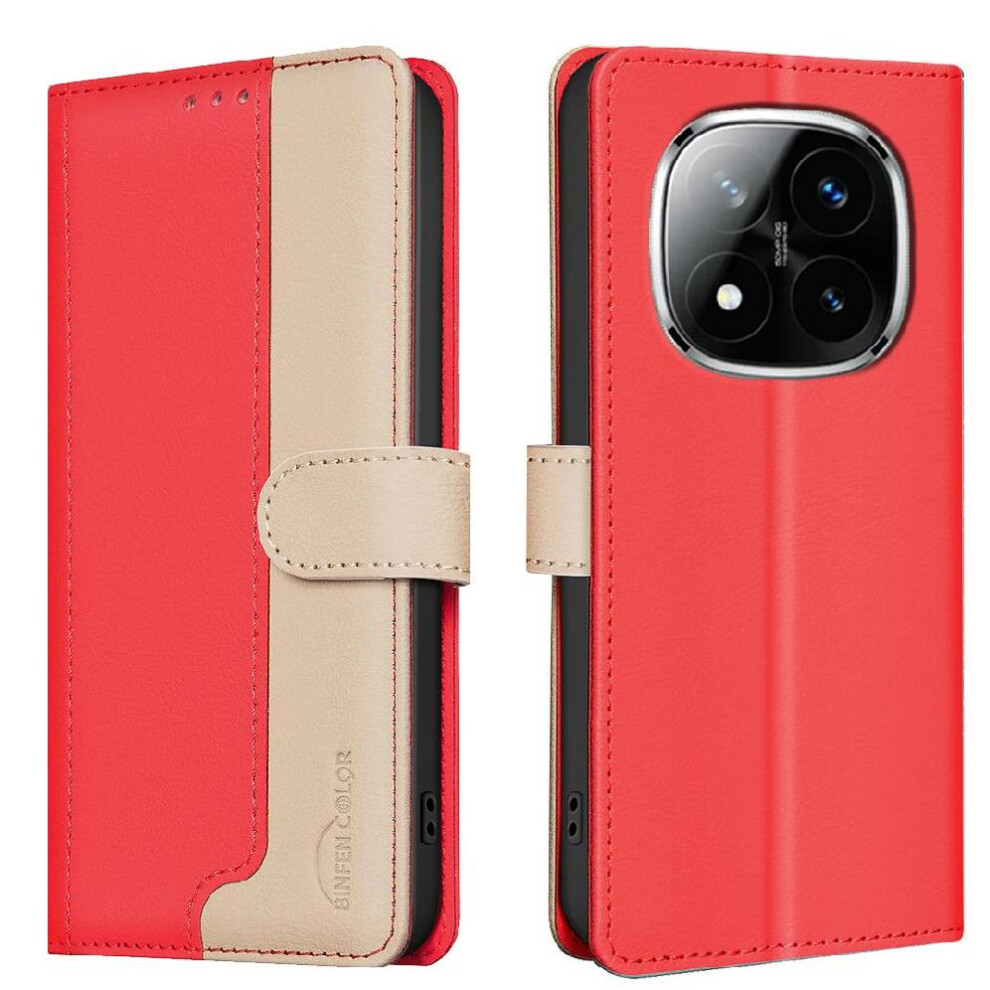 (Red) Flip Case For Xiaomi Mi Note 14 Pro Plus Kickstand Rfid Blocking Card Slots Holder Flip Folio Shockproof Tpu Inner Shell Red 764544194563