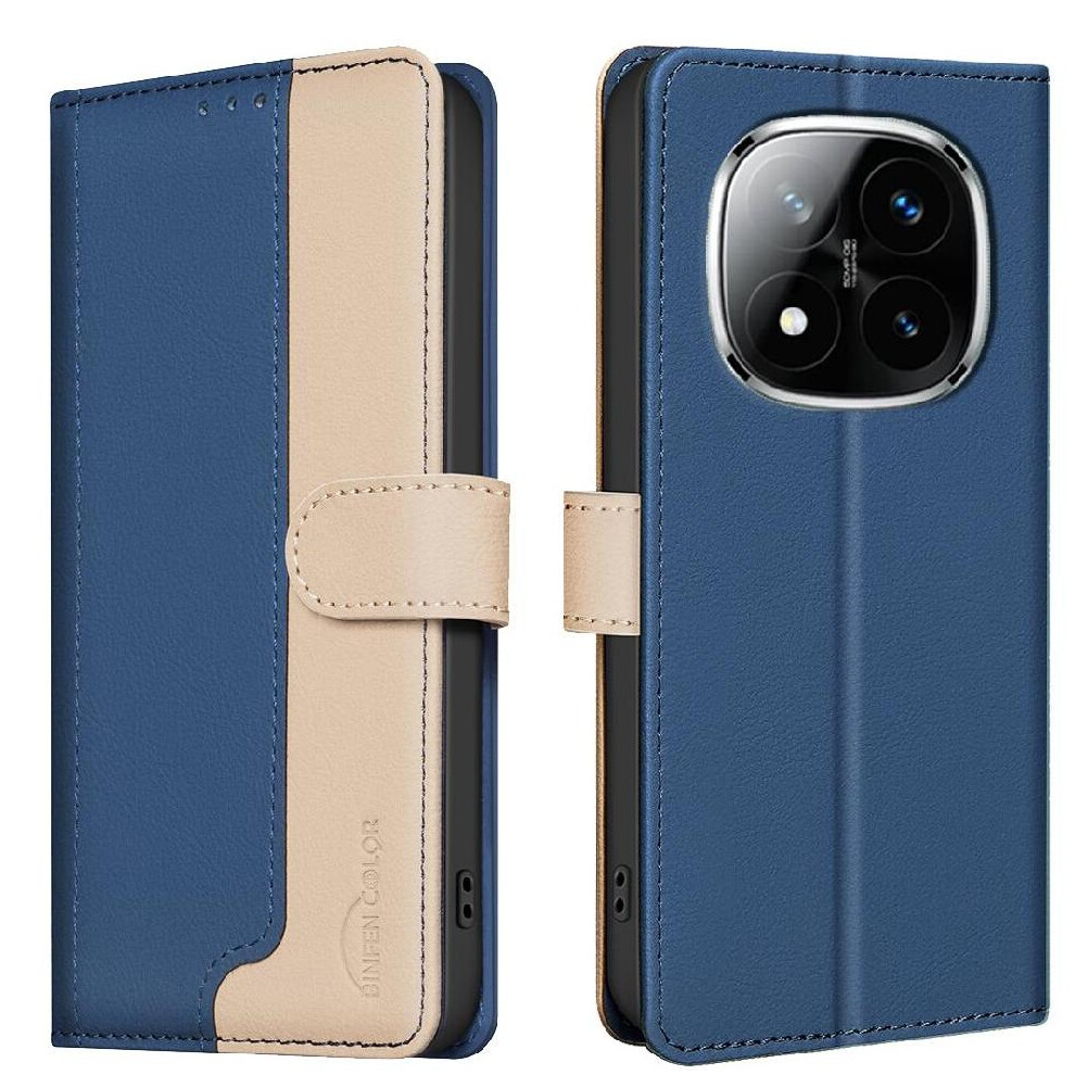 (Blue) Flip Case For Xiaomi Redmi Note 14 Pro 4G Shockproof Tpu Inner Shell Card Slots Holder Kickstand Flip Folio Rfid Blocking Blue 764544194679