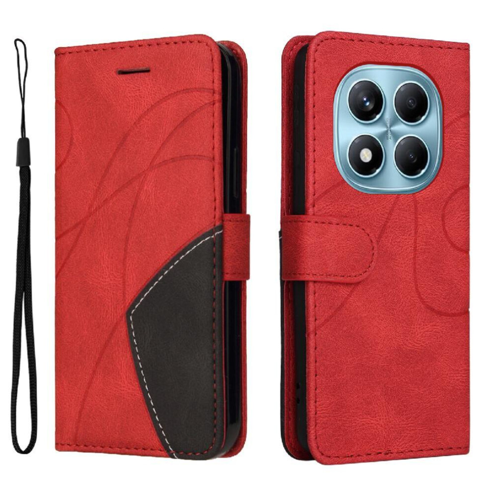 (Red) Flip Case For Xiaomi Mi Note 14 Pro 4G With Card Slot Stand Leather Wallet Stitching Color Kickstand Protective Flip Folio Book Red 764544194839