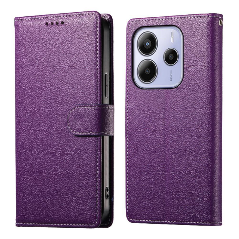 (Purple) Case For Xiaomi Redmi Note 14 4G Daily Use Shockproof Card Slots Magnetic Closure Purple 764544195676