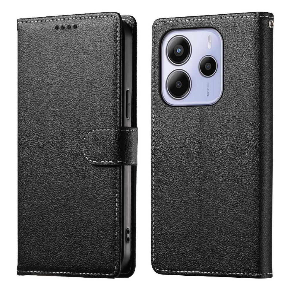 (Black) Case For Xiaomi Redmi Note 14 4G Daily Use Shockproof Card Slots Magnetic Closure Black 764544195690
