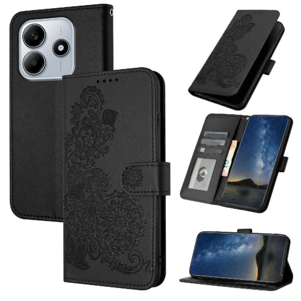 (Black) Flip Case For Xiaomi Redmi Note 14 4G Flip Folio Book Kickstand Protective With Card Slot Stand Pu Leather Magnetic Closure Black 764544196208