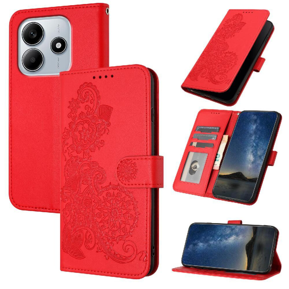 (Red) Flip Case For Xiaomi Mi Note 14 4G Flip Folio Book Kickstand Protective With Card Slot Stand Pu Leather Magnetic Closure Red 764544196161
