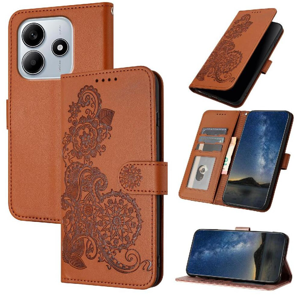 (Brown) Flip Case For Xiaomi Redmi Note 14 4G Flip Folio Book Kickstand Protective With Card Slot Stand Pu Leather Magnetic Closure Brown 764544196178