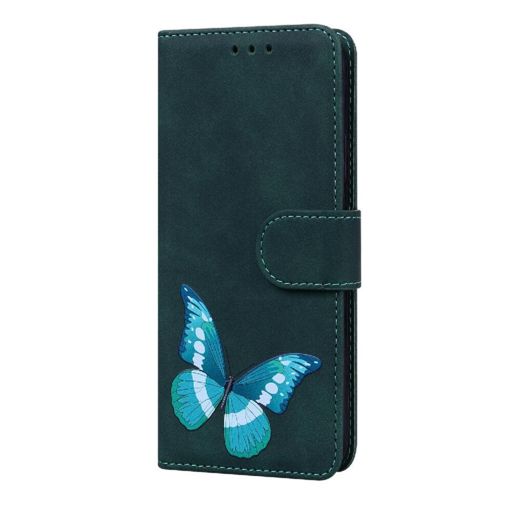 (Green) Case For Xiaomi Redmi Note 14 4G Butterfly Card Slots Wallet Color Printed Flip Folio Cover Green 764544196239